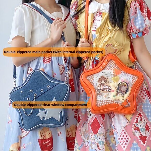 Y2K Aesthetic Kawaii Ita Bag - Adjustable Strap Star Pins Display Backpack - Picture 4 of 9